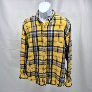 Ralph Lauren Mountain Equipment Classic Fit Men's XL Yellow Plaid Flannel Shirt
